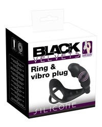 Black Velvets: Penisring mit Vibroplug, schwarz